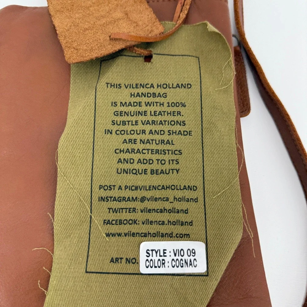 VILENCA HOLLAND Cognac Genuine Leather Crossbody Bag‎ Style VIO 09 NEW